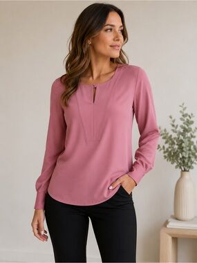 DKNY Blush Pink Long Sleeve Blouse – Size Small